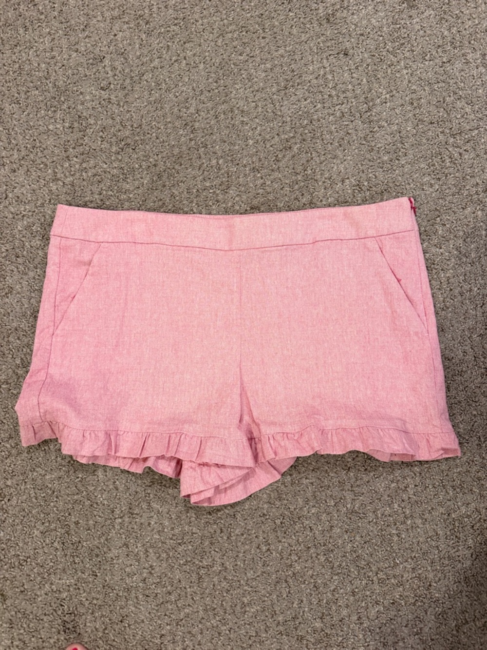 Pink Ruffle Hem Women's Shorts